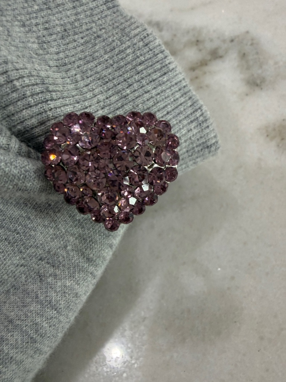 NWOT Sparkling Purple Crystal Heart Ring- Women Jewelry